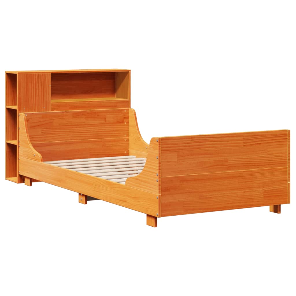 Bed Frame without Mattress Wax Brown 100x200 cm Solid Wood Pine