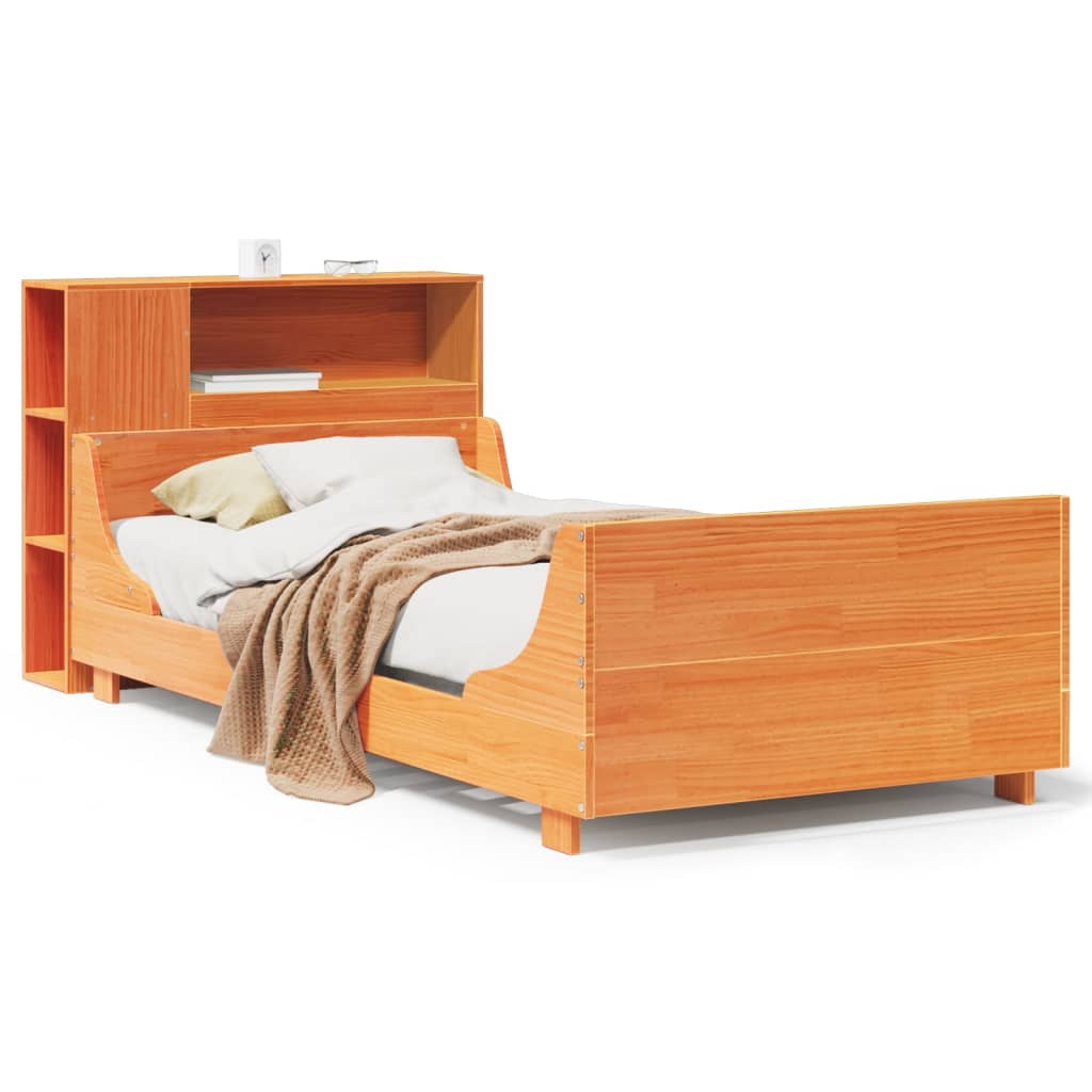 Bed Frame without Mattress Wax Brown 75x190 cm Small Single Solid Wood Pine