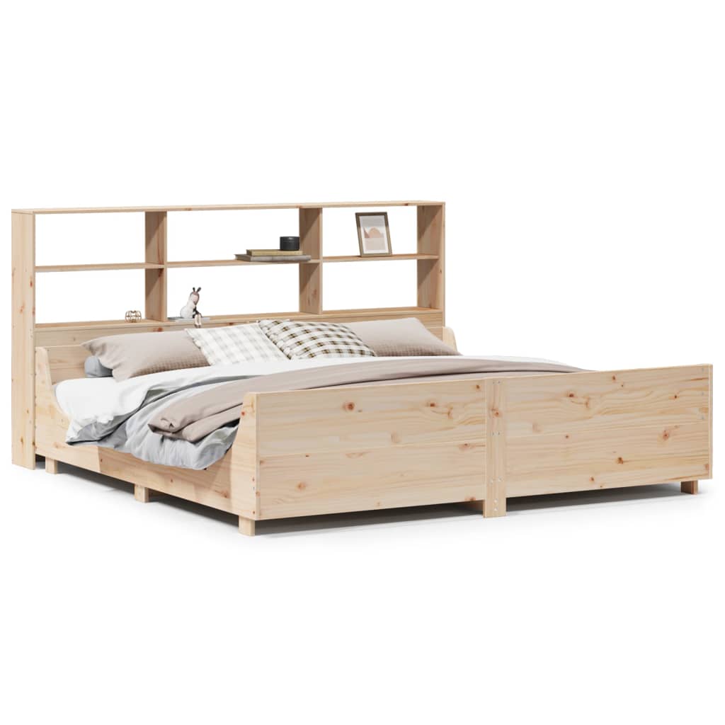 Bookcase Bed without Mattress 180x200 cm Super King Solid Wood