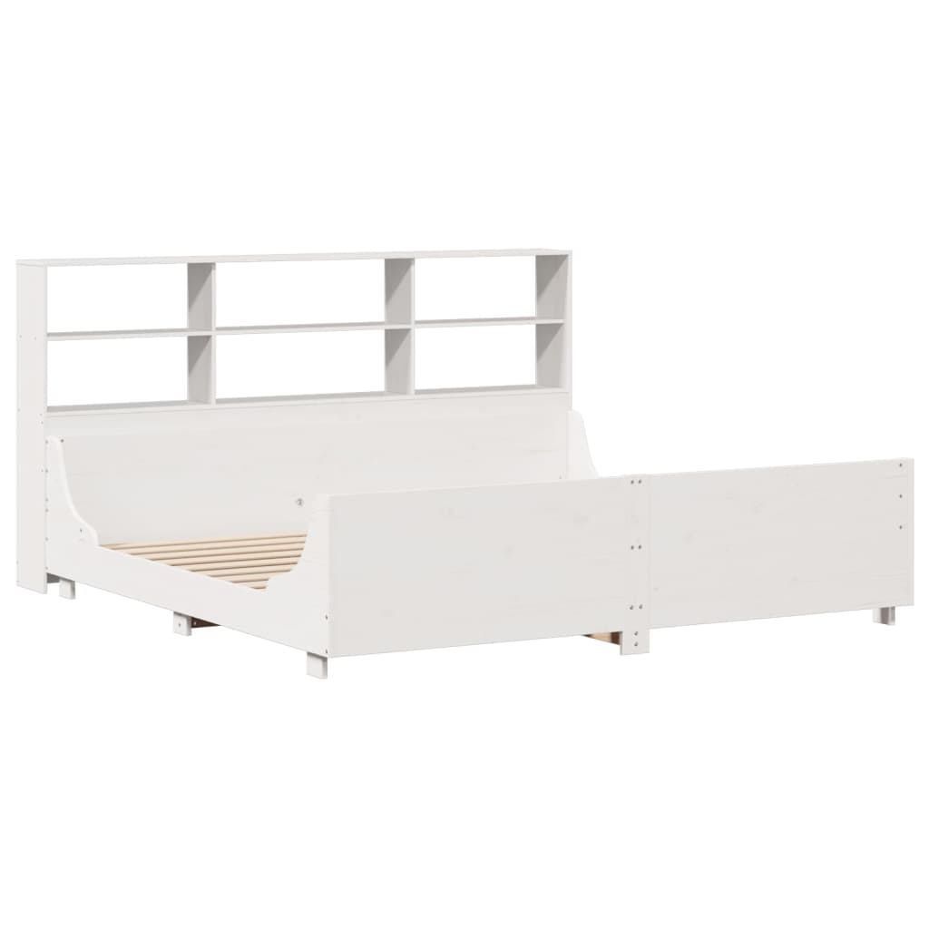 Bookcase Bed without Mattress White 180x200 cm Super King Solid Wood