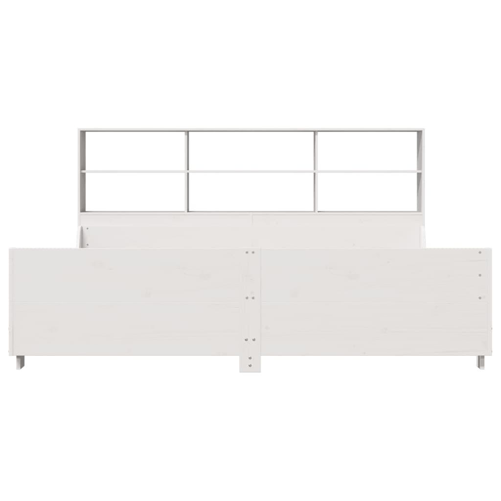Bookcase Bed without Mattress White 180x200 cm Super King Solid Wood