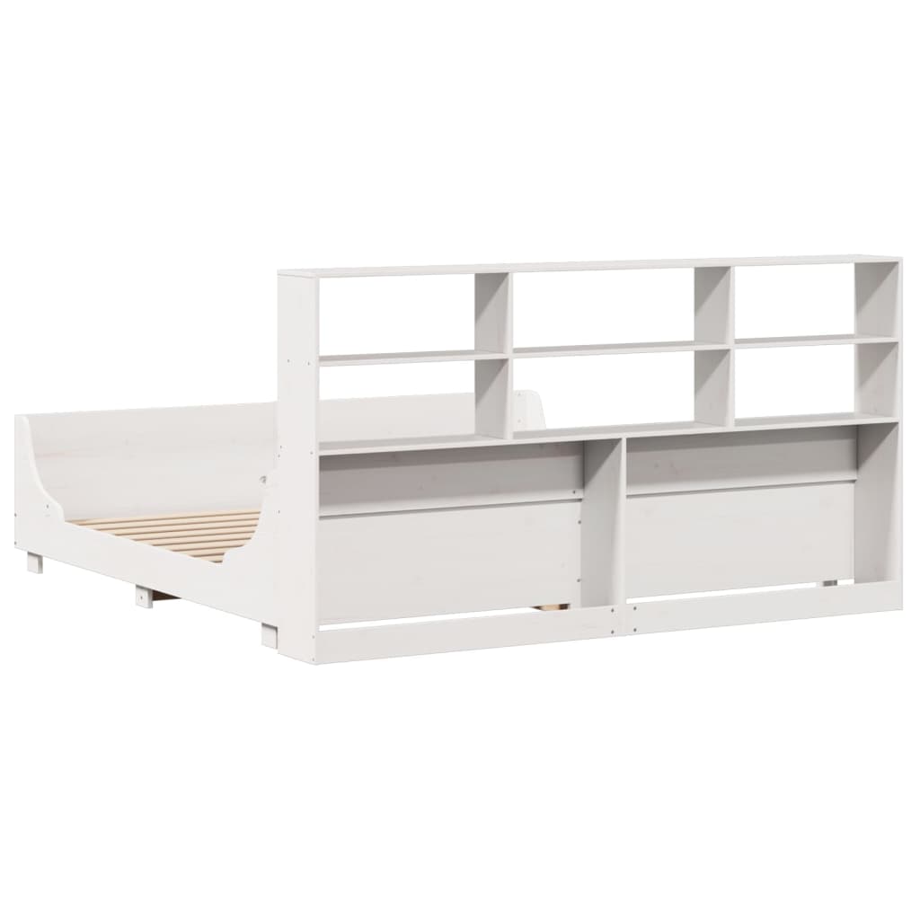 Bookcase Bed without Mattress White 180x200 cm Super King Solid Wood