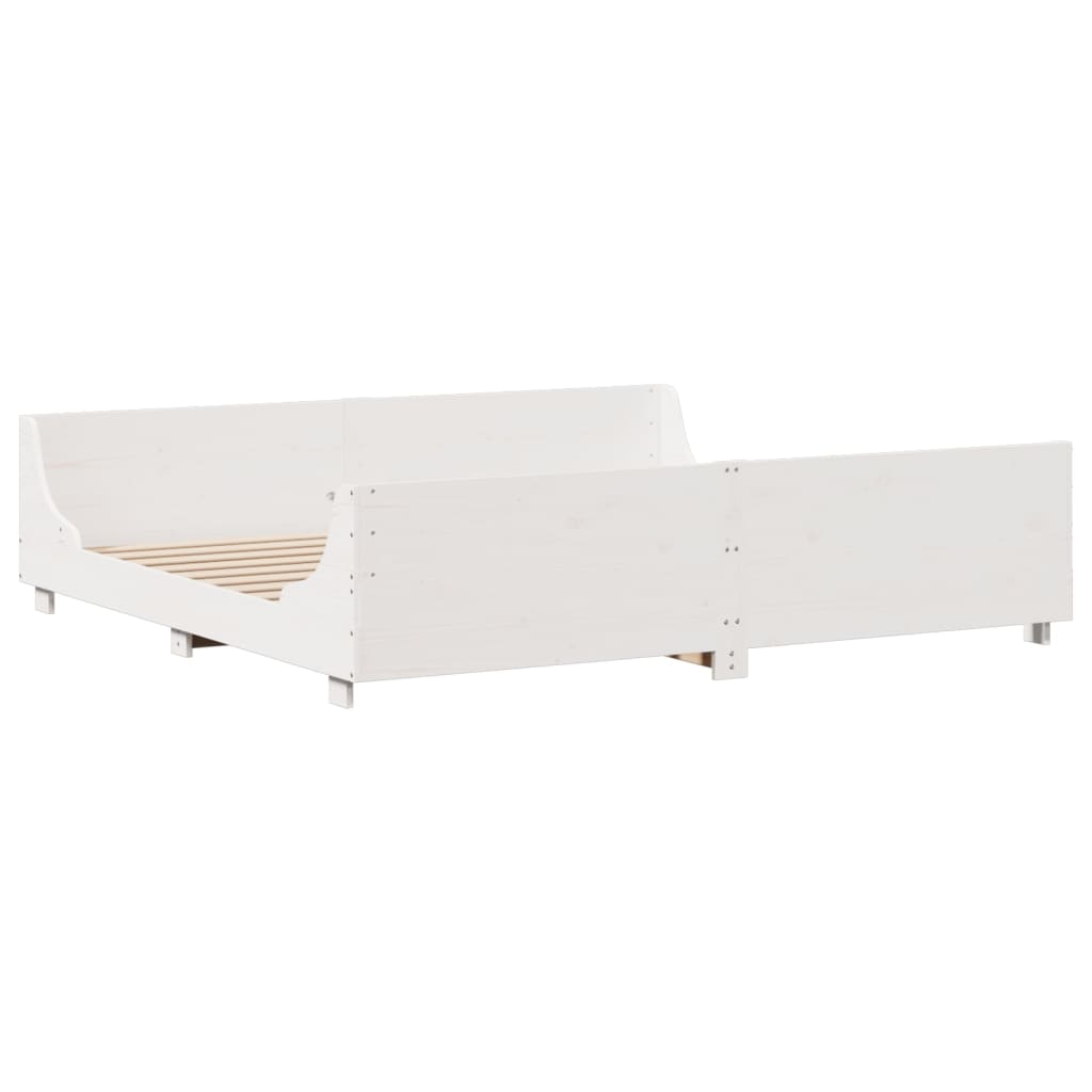Bookcase Bed without Mattress White 180x200 cm Super King Solid Wood