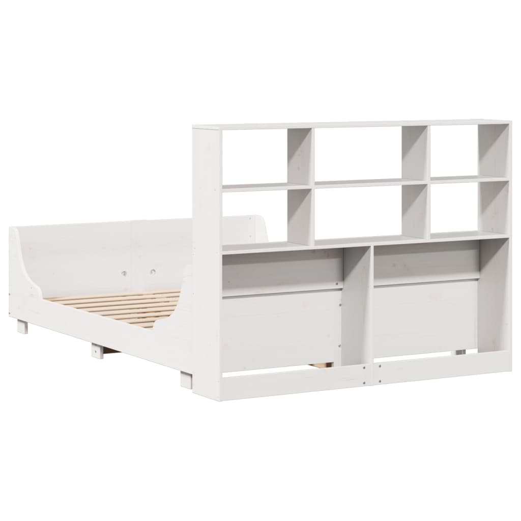 Bookcase Bed without Mattress White 140x200 cm Solid Wood