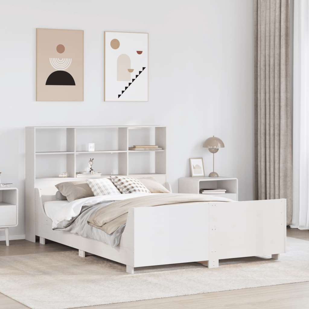 Bookcase Bed without Mattress White 140x200 cm Solid Wood