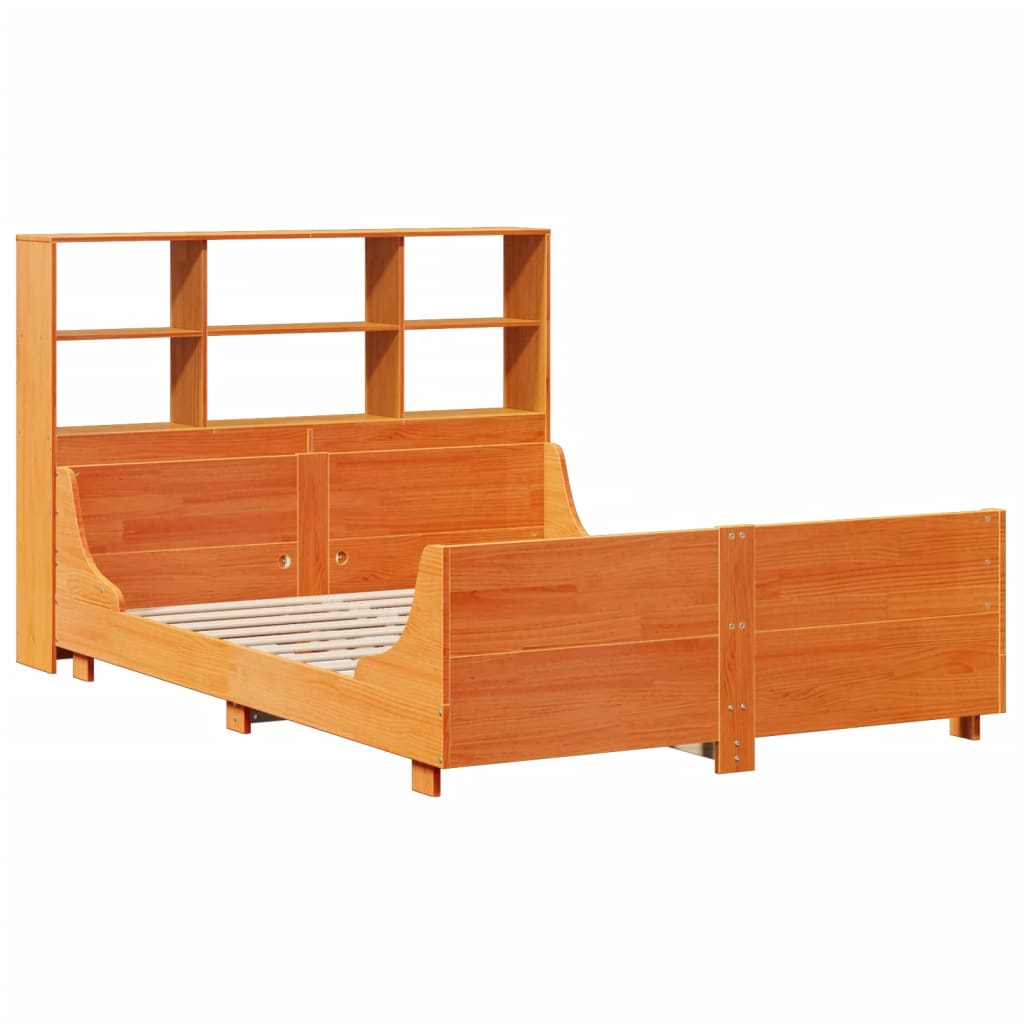 Bookcase Bed without Mattress Wax Brown 120x200 cm Solid Wood