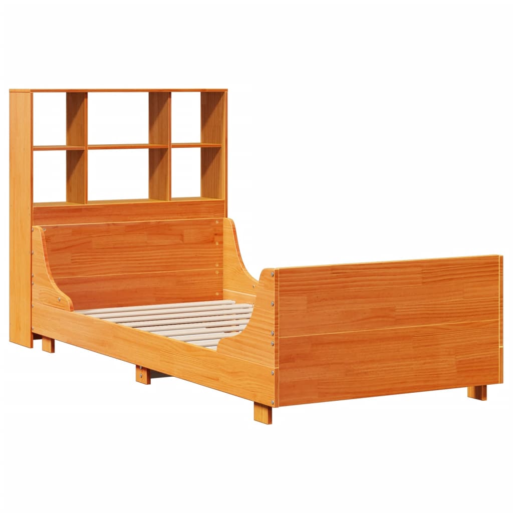 Bookcase Bed without Mattress Wax Brown 90x200 cm Solid Wood