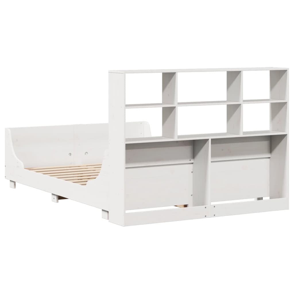 Bookcase Bed without Mattress White 140x190 cm Solid Wood
