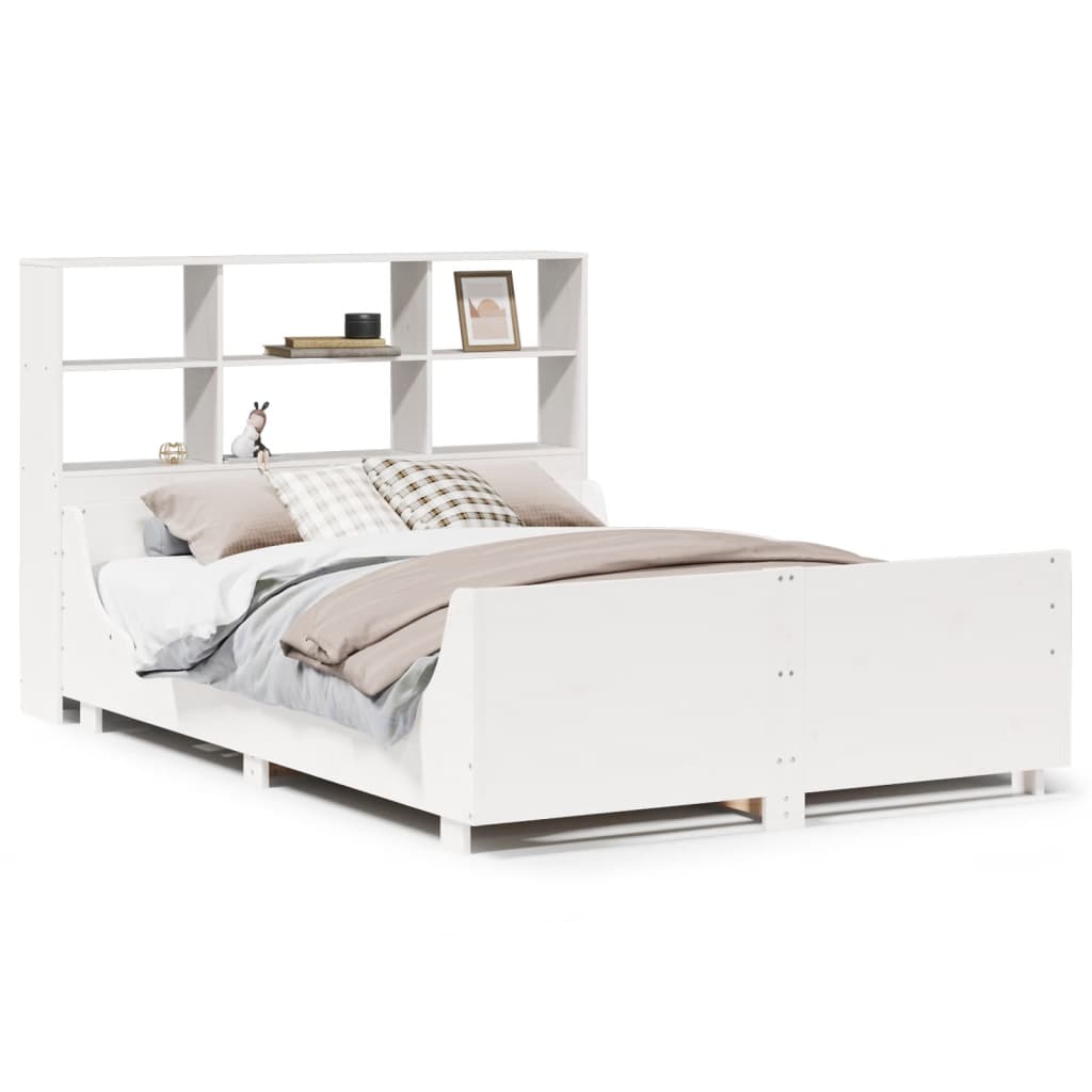 Bookcase Bed without Mattress White 120x190 cm Small Double Solid Wood