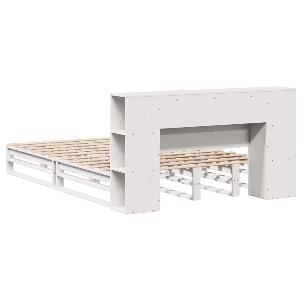 Bookcase Bed without Mattress White 160x200 cm Solid Wood