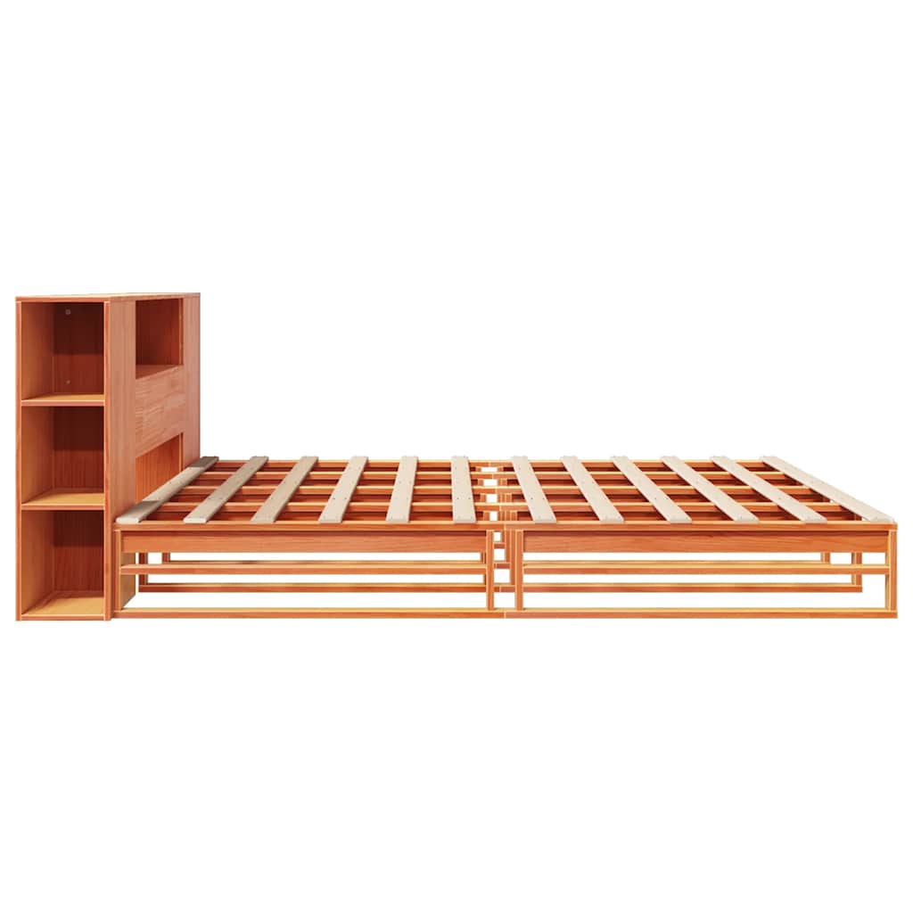 Bookcase Bed without Mattress Wax Brown 200x200 cm Solid Wood