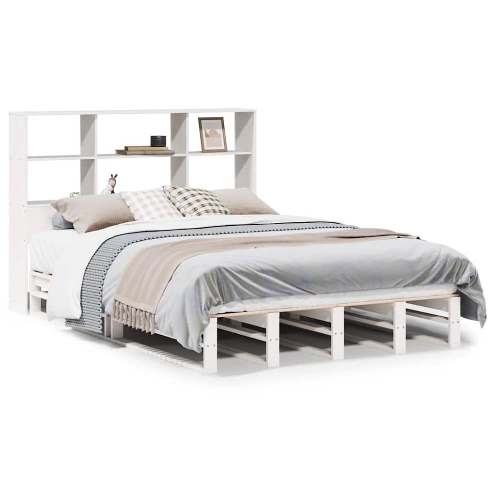Bookcase Bed without Mattress White 140x200 cm Solid Wood