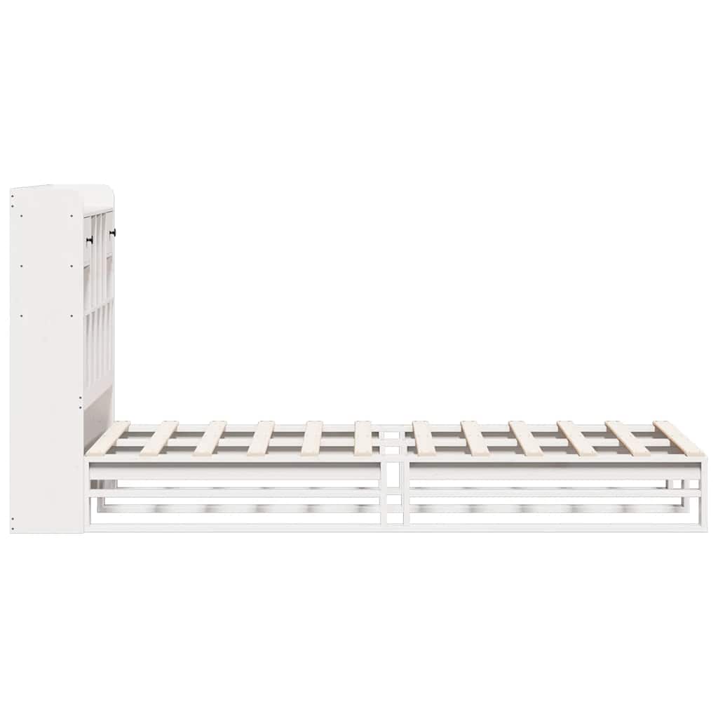Bookcase Bed without Mattress White 90x200 cm Solid Wood Pine