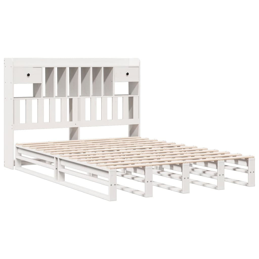 Bookcase Bed without Mattress White 160x200 cm Solid Wood Pine