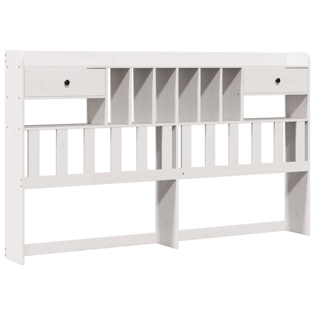 Bookcase Bed without Mattress White 180x200 cm Super King Solid Wood Pine