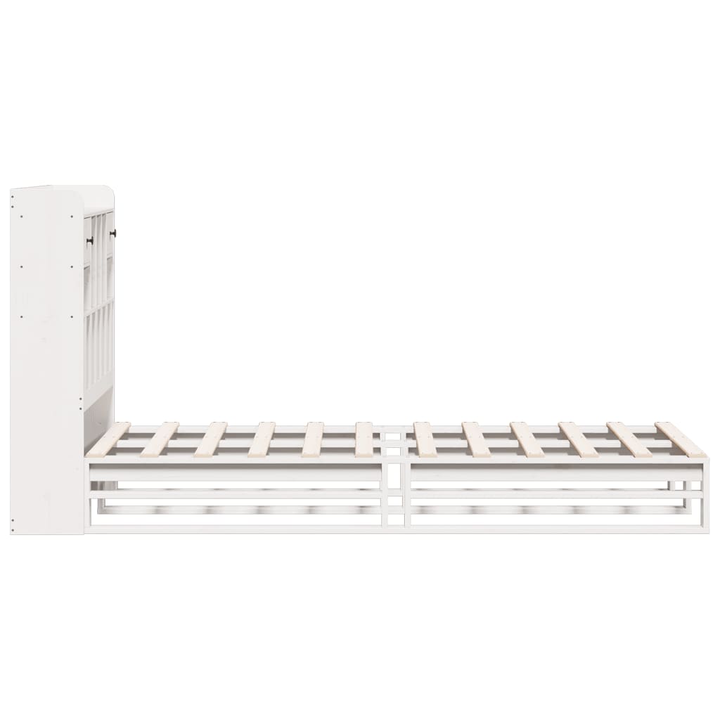 Bookcase Bed without Mattress White 75x190 cm Small Single Solid Wood Pine