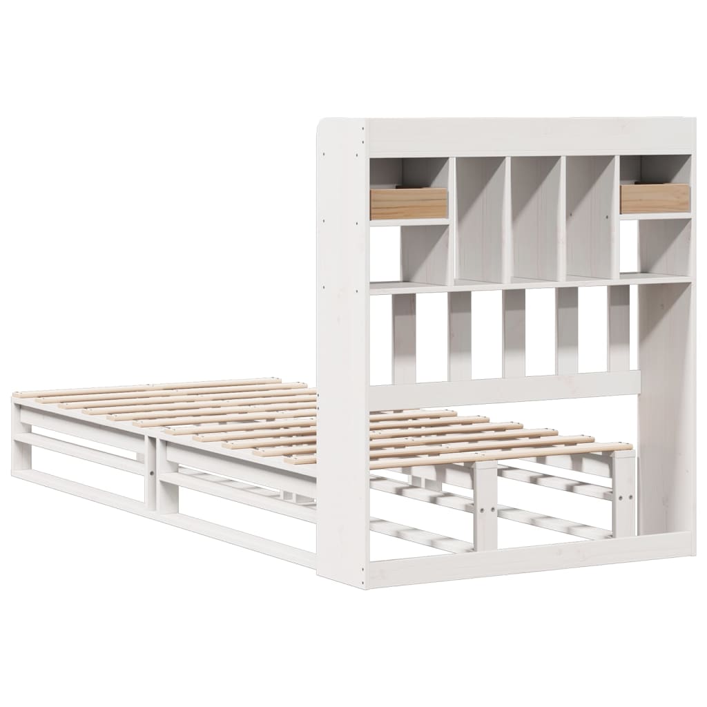Bookcase Bed without Mattress White 75x190 cm Small Single Solid Wood Pine