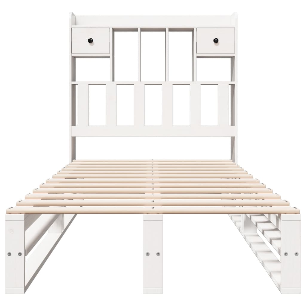 Bookcase Bed without Mattress White 90x190 cm Single Solid Wood Pine