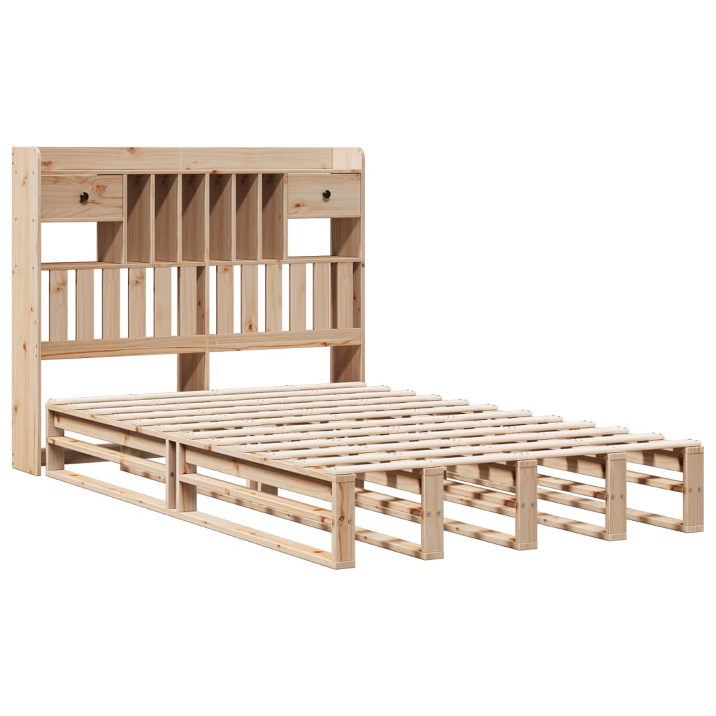 Bookcase Bed without Mattress 135x190 cm Double Solid Wood Pine
