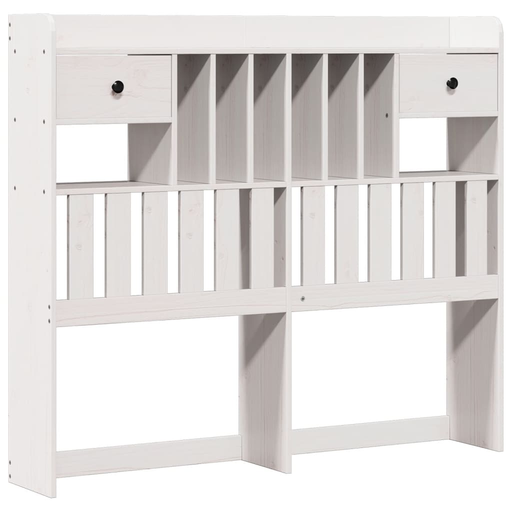 Bookcase Bed without Mattress White 135x190 cm Double Solid Wood Pine