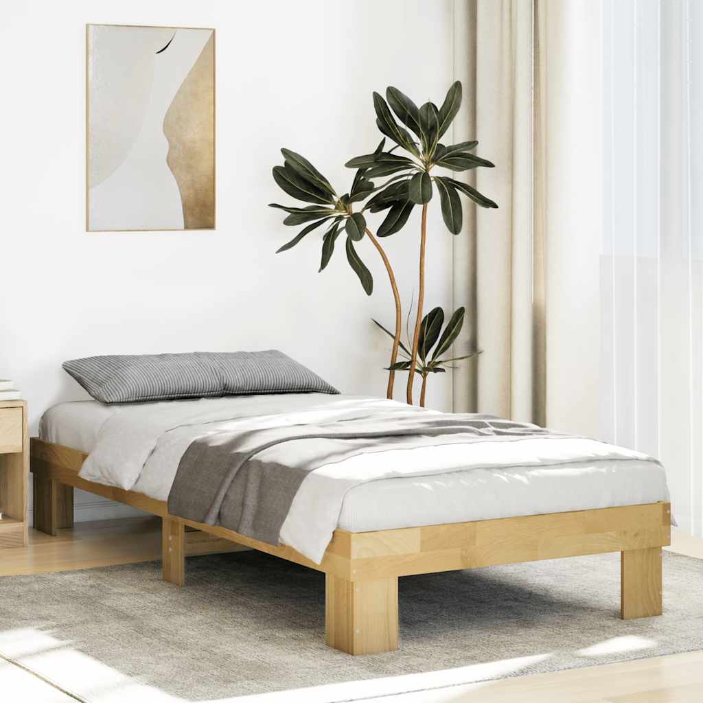 Bed Frame without Mattress 100x200 cm Solid Wood Oak