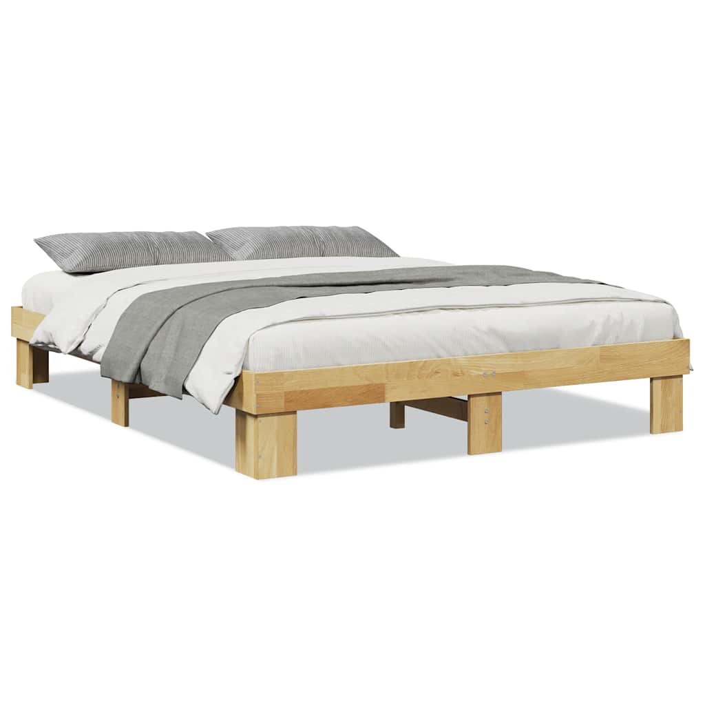 Bed Frame without Mattress 150x200 cm Solid Wood Oak