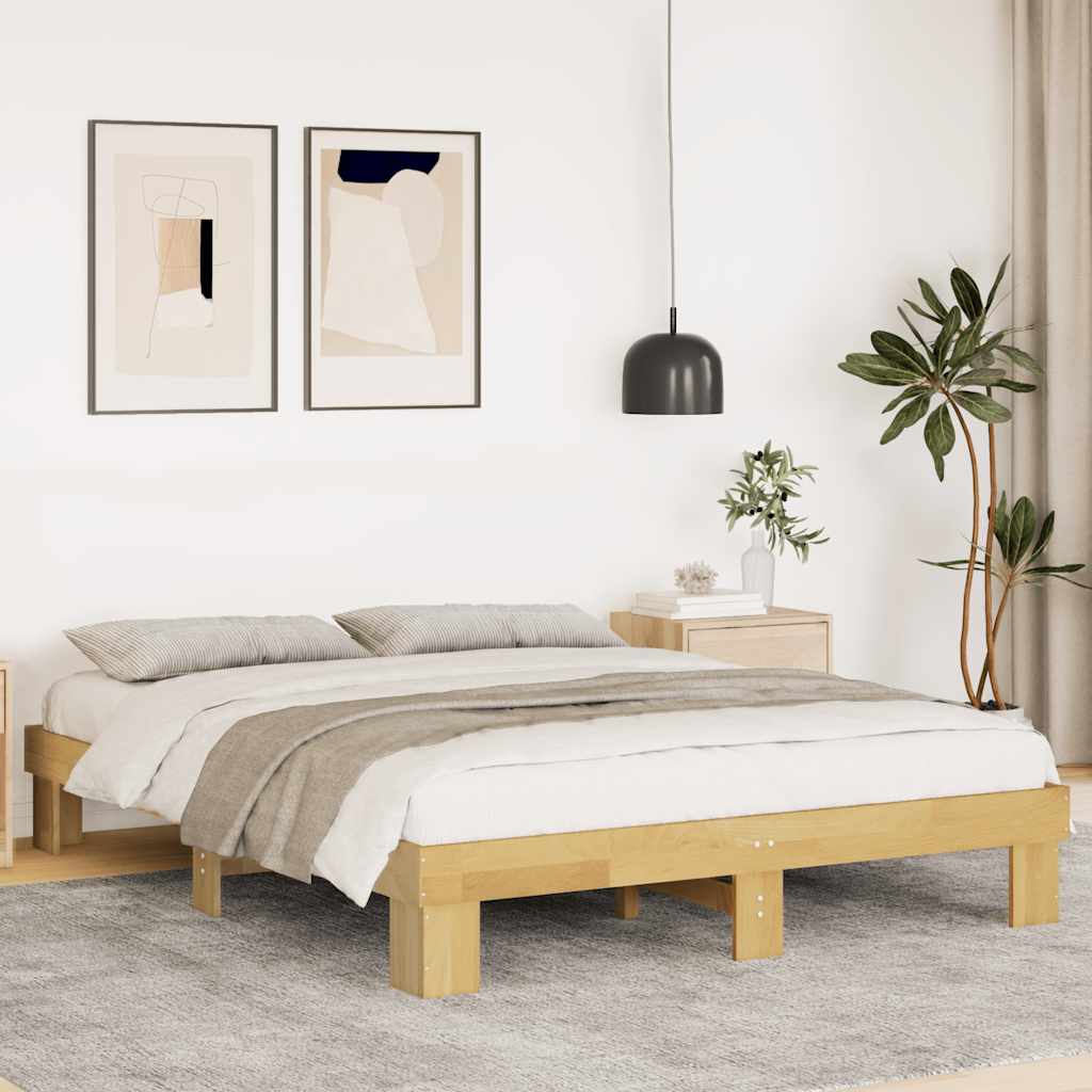 Bed Frame without Mattress 160x200 cm Solid Wood Oak