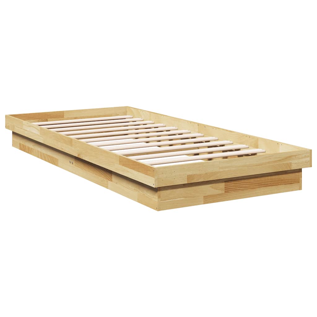 Bed Frame Without Mattress 75x190 cm Solid Oak Wood