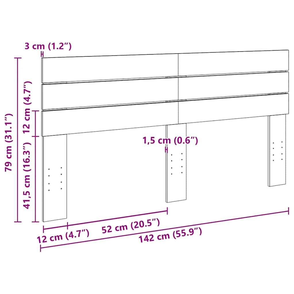 Headboard 140 cm Solid Wood Oak