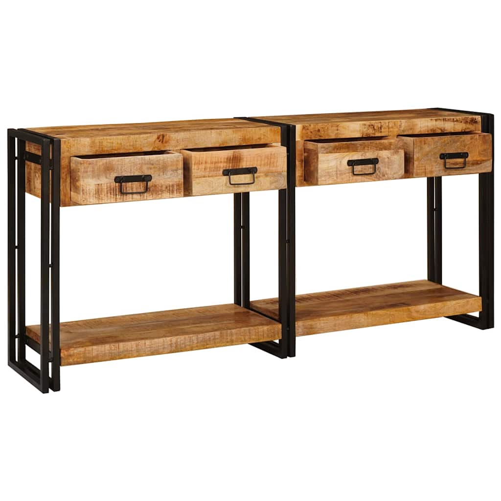 Console Tables 2 pcs Brown 160 x 33 x 75 cm Solid Mango wood