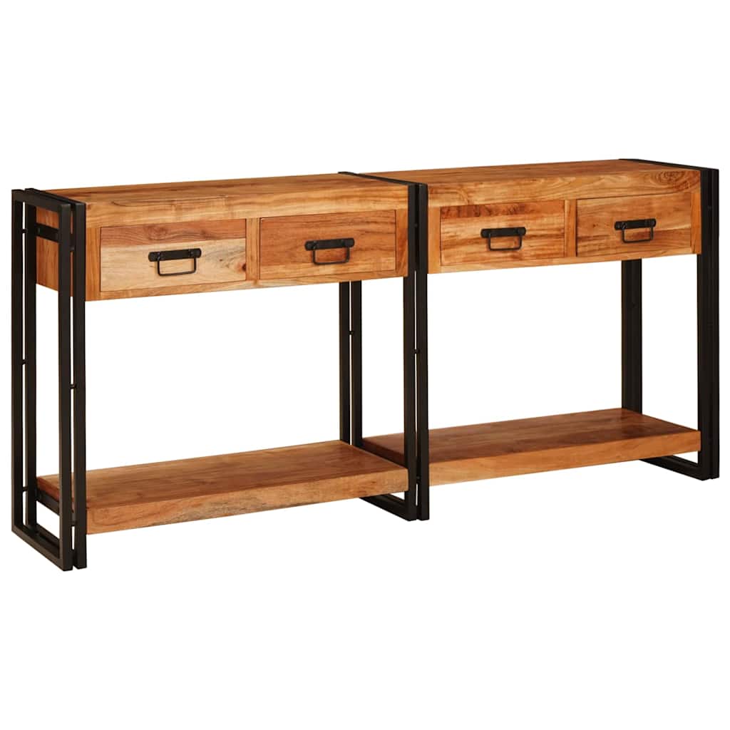 Console Tables 2 pcs Brown 160 x 33 x 75 cm Solid Acacia wood