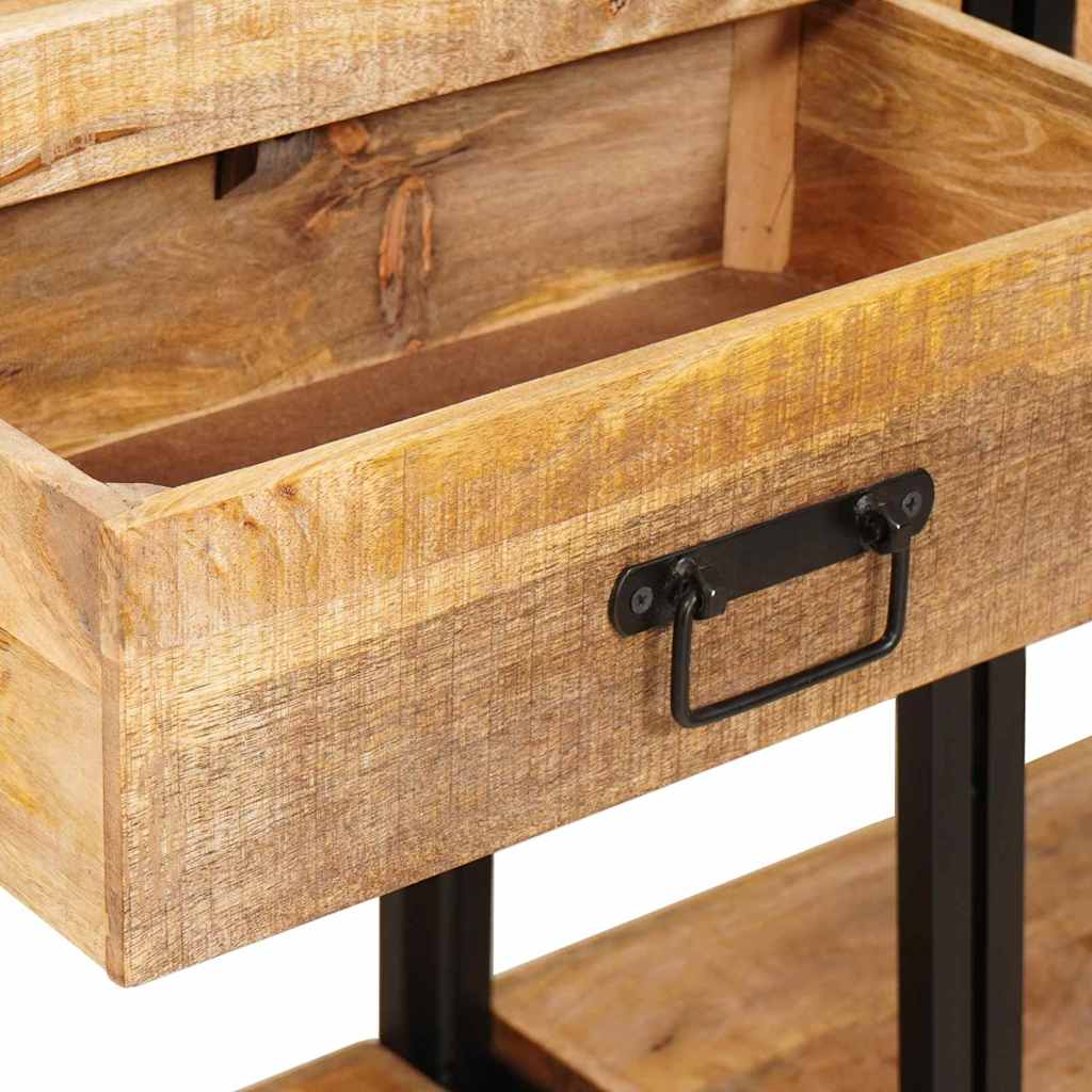 Console Table with Drawer 2 pcs Brown Solid rough mango wood