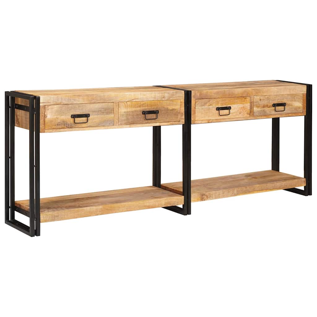 Console Table with Drawer 2 pcs Brown Solid rough mango wood