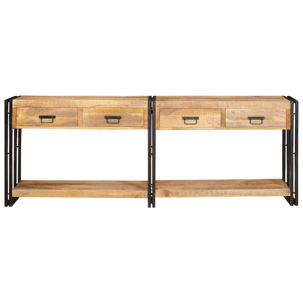 Console Table with Drawer 2 pcs Brown Solid rough mango wood