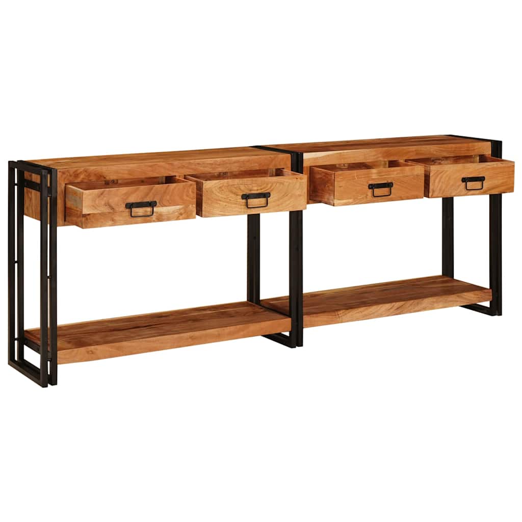 Console Tables 2 pcs Brown 200 x 33 x 75 cm Solid Acacia wood