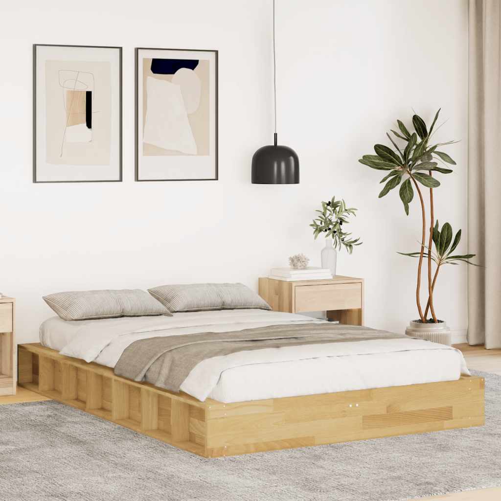 Bed Frame without Mattress 120x200 cm Solid Wood Oak