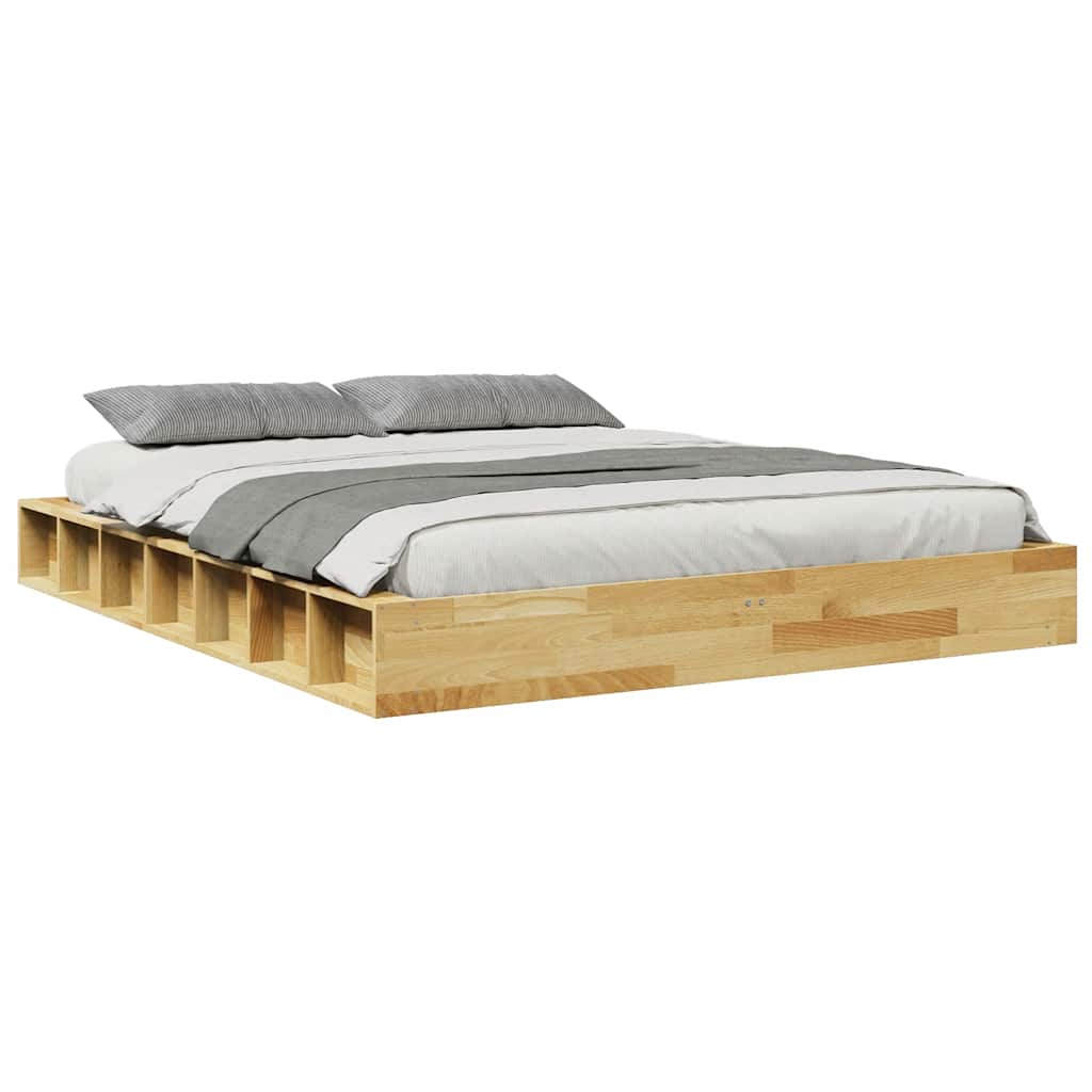 Bed Frame without Mattress 150x200 cm Solid Wood Oak