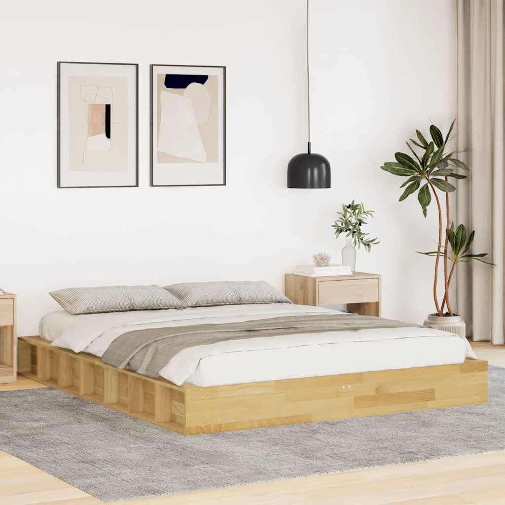 Bed Frame without Mattress 150x200 cm Solid Wood Oak