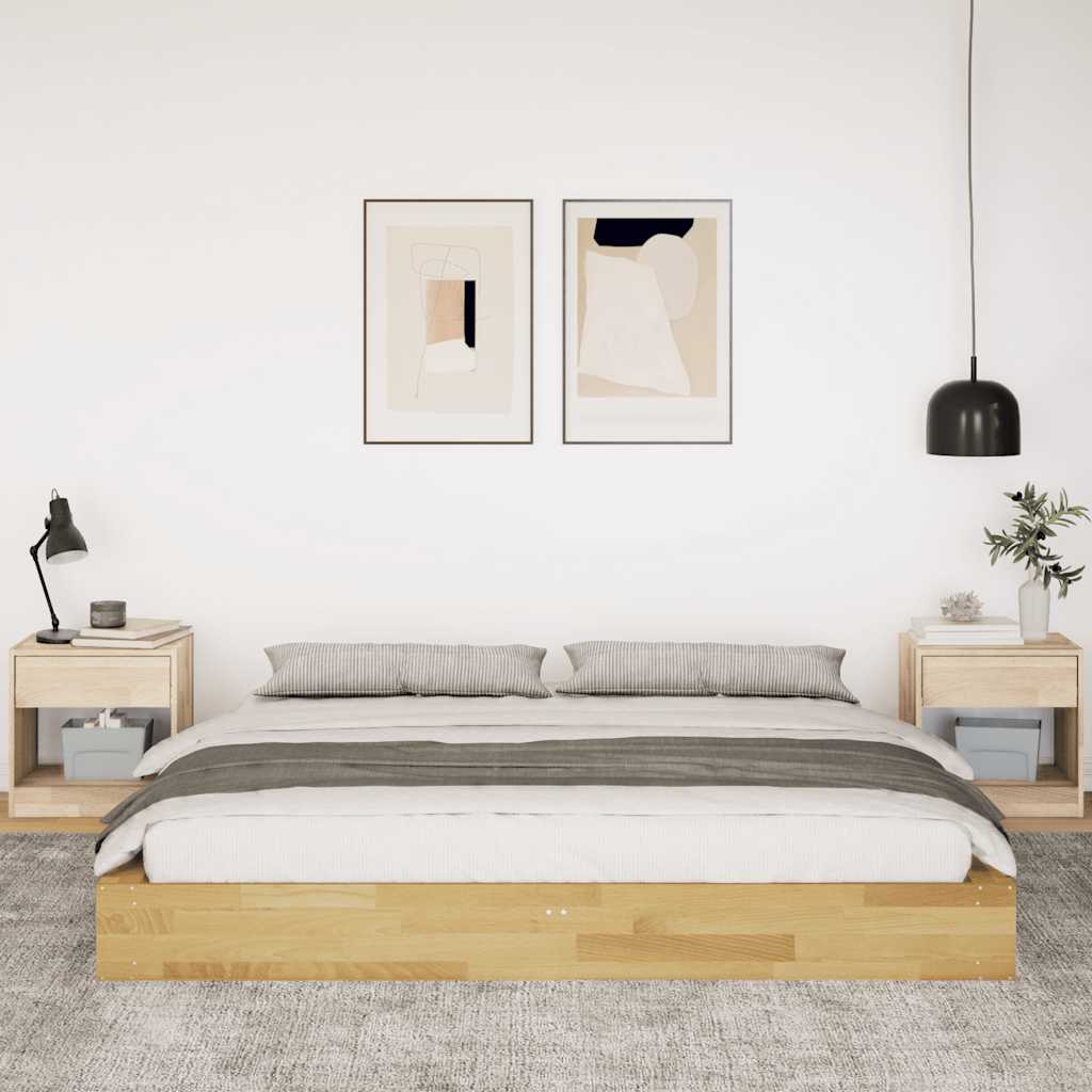 Bed Frame without Mattress 200x200 cm Solid Wood Oak