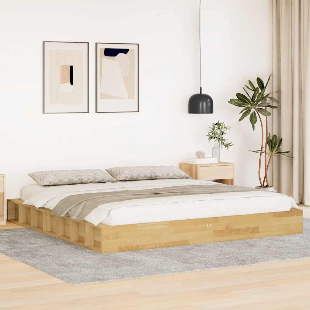 Bed Frame without Mattress 200x200 cm Solid Wood Oak