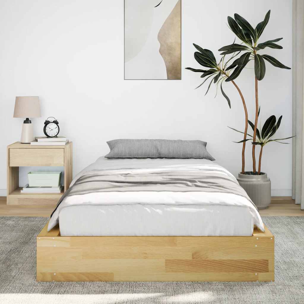 Bed Frame without Mattress 75x190 cm Solid Wood Oak