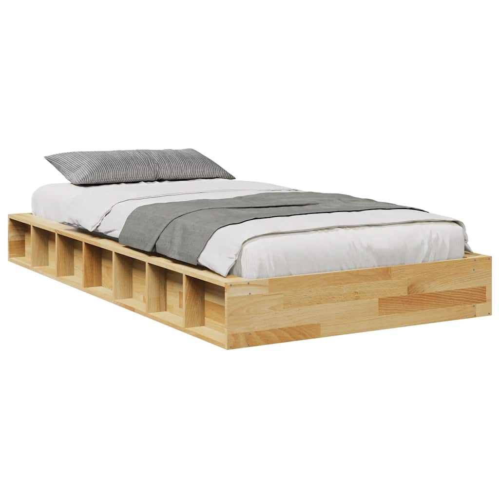 Bed Frame without Mattress 75x190 cm Solid Wood Oak
