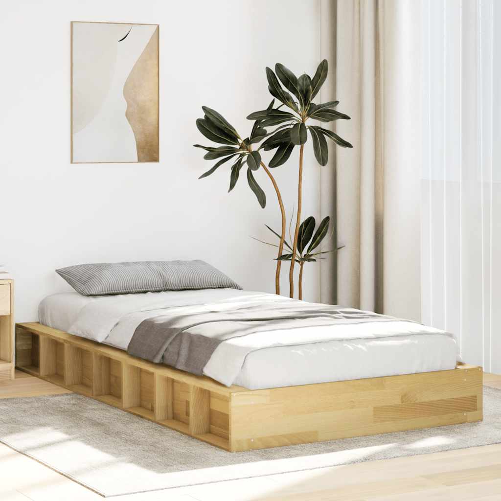 Bed Frame without Mattress 75x190 cm Solid Wood Oak
