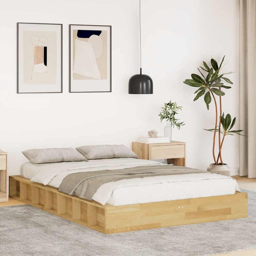 Bed Frame without Mattress 120x190 cm Solid Wood Oak