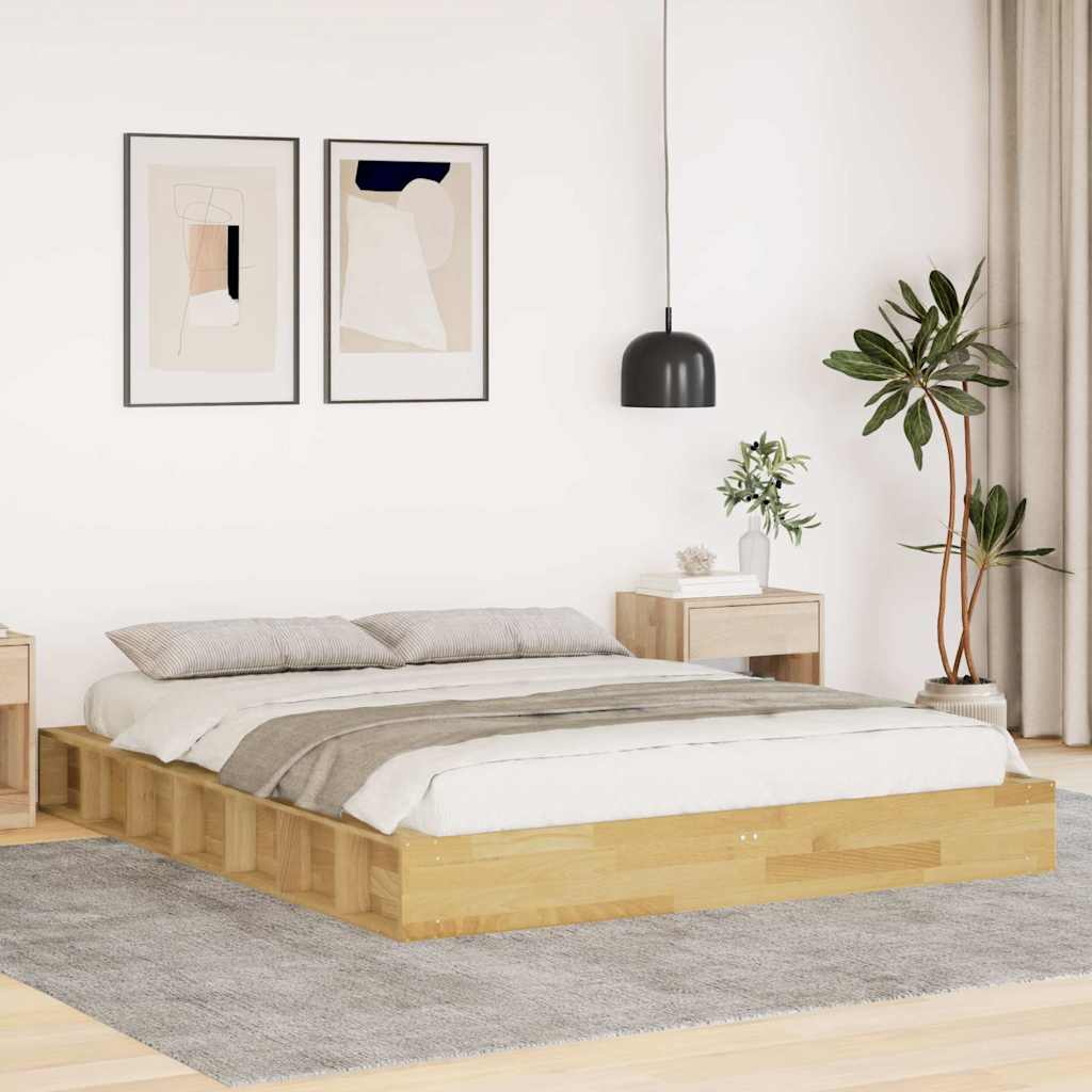 Bed Frame without Mattress 135x190 cm Solid Wood Oak