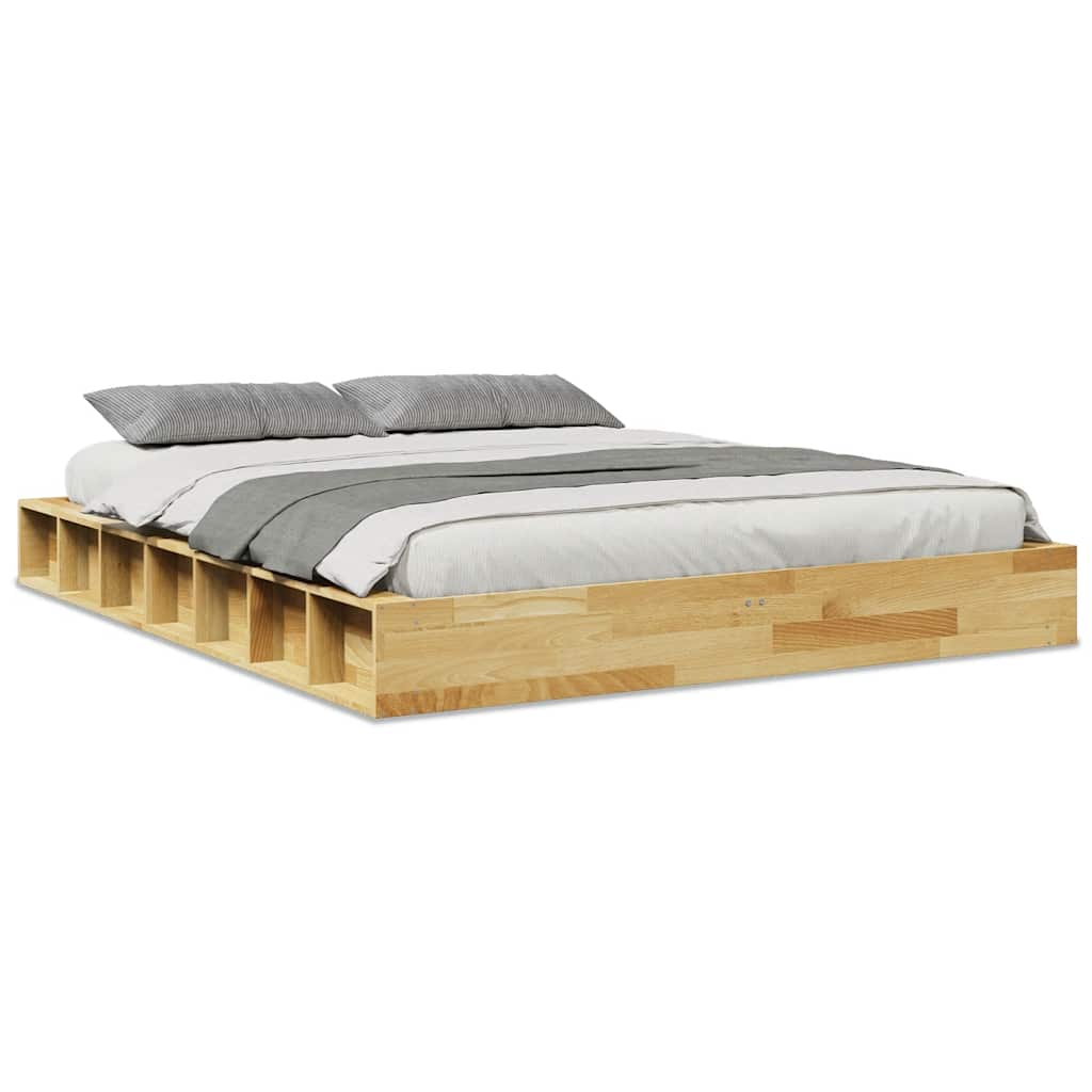 Bed Frame without Mattress 140x190 cm Solid Wood Oak