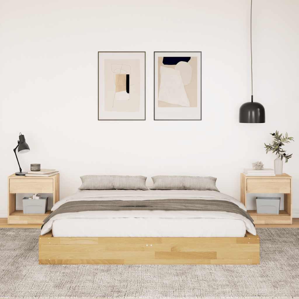 Bed Frame without Mattress 140x190 cm Solid Wood Oak