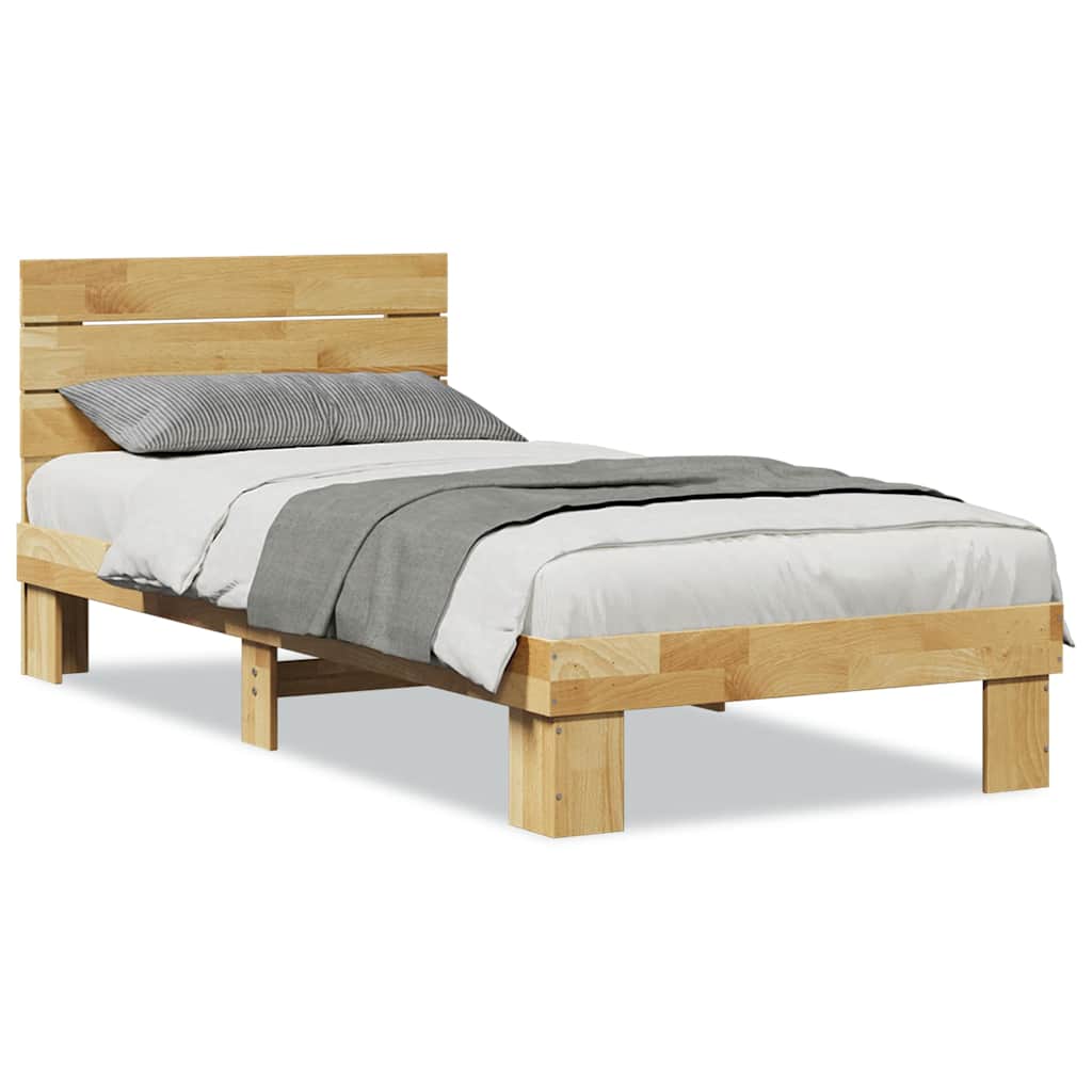 Bed Frame with Headboard without Mattress 80x200 cm Solid Wood Oak
