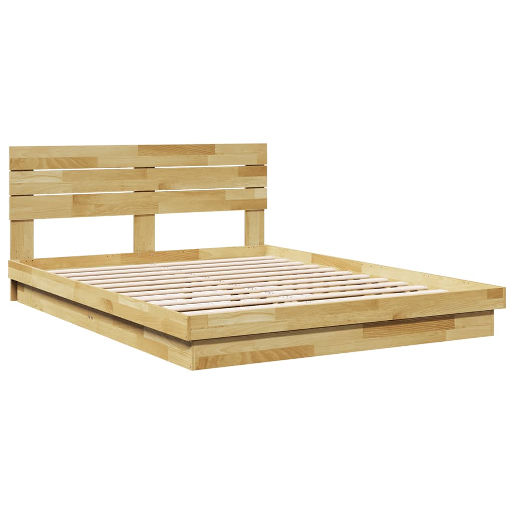 Bed Frame with Headboard without Mattress 140x200 cm Solid Wood Oak