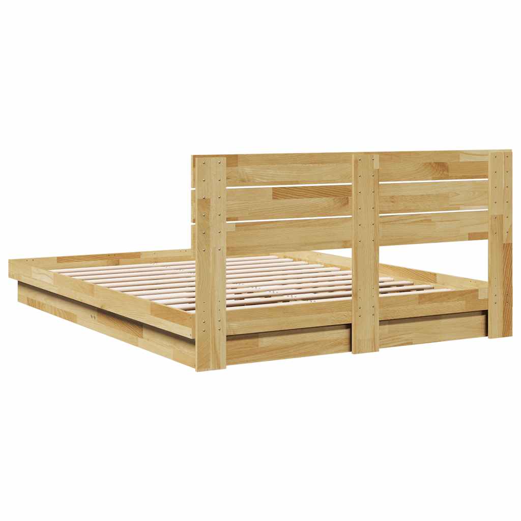 Bed Frame with Headboard without Mattress 140x200 cm Solid Wood Oak